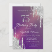 Invitation Parties scintillant argent gouttes violet photo 75 (Devant)