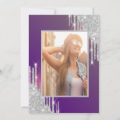 Invitation Parties scintillant argent gouttes violet photo 75 (Dos)