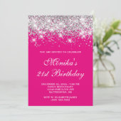 Invitation Parties scintillant Argent Hot Pink Bold 21e anniv (Debout devant)