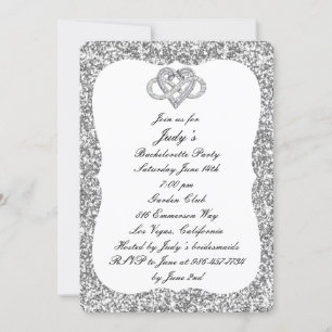 Invitation Parties scintillant Argent Infinity Coeur Bachelor