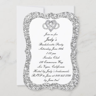 Invitation Parties scintillant Argent Infinity Coeur Bachelor