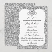 Invitation Parties scintillant Argent Infinity Coeur Engageme (Devant / Derrière)