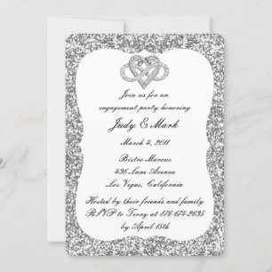 Invitation Parties scintillant Argent Infinity Coeur Engageme