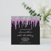 Invitation Parties scintillant Argent Magenta Drips Noir 50e  (Debout devant)