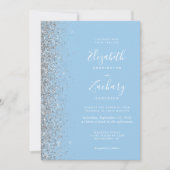 Invitation Parties scintillant argent moderne Baby Blue QR Co (Devant)
