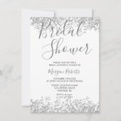 Invitation Parties scintillant Argent Moderne Douche nuptiale (Devant)