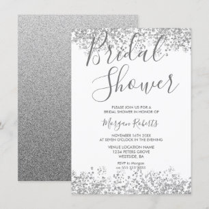 Invitation Parties scintillant Argent Moderne Douche nuptiale