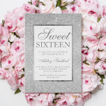 Invitation Parties scintillant argent moderne élégant chic Sw<br><div class="desc">Une douche à parties scintillant en faux argent moderne,  chic et élégant Sweet 16 anniversaire invitation avec argent avec et élégant cadre en argent Parfait pour un Sweet sixteen princesse,  parfait pour elle,  la fashionista qui aime le motif moderne et glam</div>