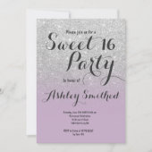 Invitation Parties scintillant argent moderne ombre lavande d (Devant)