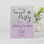 Invitation Parties scintillant argent moderne ombre lavande d (Debout devant)