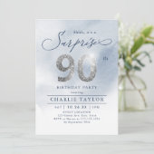 Invitation Parties scintillant argent moderne surprise adulte (Debout devant)