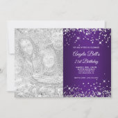 Invitation Parties scintillant argent mousseux Royal violet p (Devant)