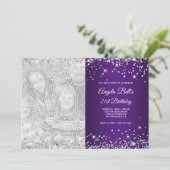 Invitation Parties scintillant argent mousseux Royal violet p (Debout devant)