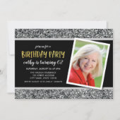 Invitation Parties scintillant Argent N'importe quel âge Phot (Devant)