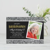 Invitation Parties scintillant Argent N'importe quel âge Phot (Debout devant)