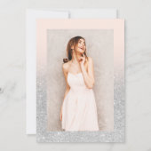 Invitation Parties scintillant argent ombre chic script rose  (Dos)