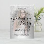 Invitation Parties scintillant argent ombre graduation photo  (Debout devant)