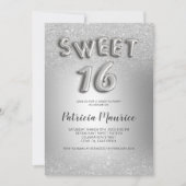 Invitation Parties scintillant argent ombre lettres gris feui (Devant)