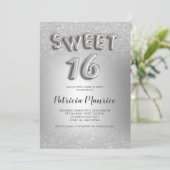 Invitation Parties scintillant argent ombre lettres gris feui (Debout devant)