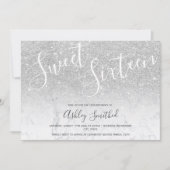 Invitation Parties scintillant argent ombre sweet sixteen en (Devant)