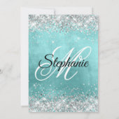 Invitation Parties scintillant Argent Pale Aqua Blue Foil Fan (Dos)