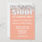 Invitation Parties scintillant Argent Pêche Surprise fête d'a (Devant)