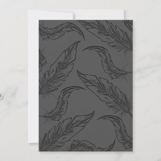 Invitation Parties scintillant Argent Plumes Élégant Mariage (Dos)