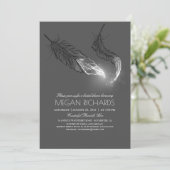 Invitation Parties scintillant argent plumes Fête des mariées (Debout devant)