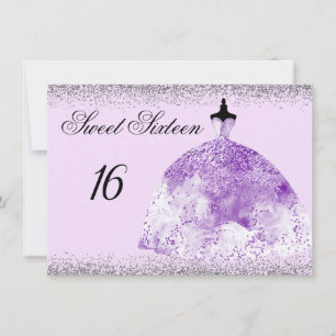 Invitation Parties scintillant Argent Purple Gown Sweet 16 in