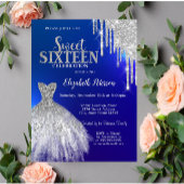 Invitation Parties scintillant Argent, Robe Bleu Doux 16