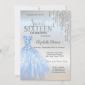 Invitation Parties scintillant Argent, Robe Bleue Silver Swee (Devant)