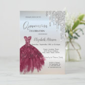 Invitation Parties scintillant Argent, Robe Bourgogne Quincea (Debout devant)