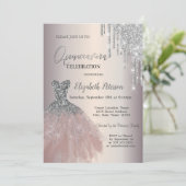 Invitation Parties scintillant Argent, Robe Chic Quinceañera (Debout devant)