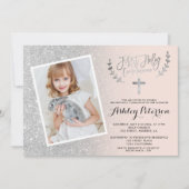 Invitation Parties scintillant argent rose ombre première com (Devant)