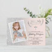 Invitation Parties scintillant argent rose ombre première com (Debout devant)