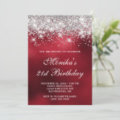 Invitation Parties scintillant Argent Royal Rouge Ombre Bold  (Debout devant)