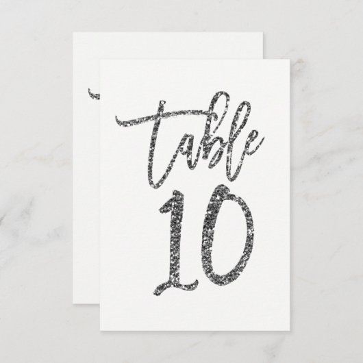 Invitation Parties scintillant Argent Script tendance Numéro  (Devant / Derrière)