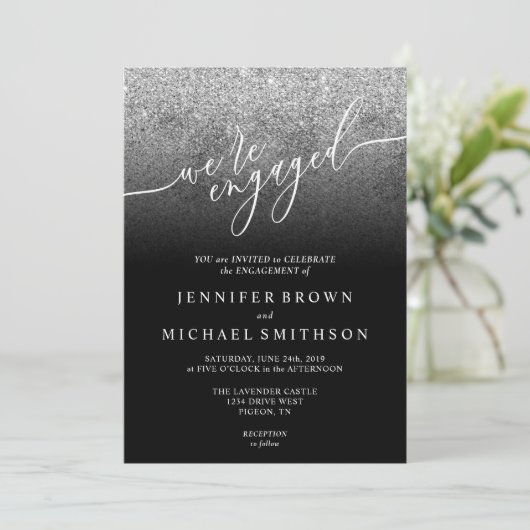Invitation Parties scintillant Argent SPARKle Signature engag (Debout devant)