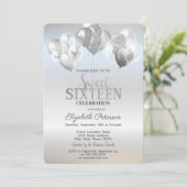 Invitation Parties scintillant argent tendance Ballons doux 1 (Debout devant)