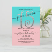 Invitation Parties scintillant argent Turquoise rose Fille Om (Debout devant)