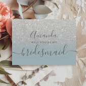 Invitation Parties scintillant argenté bleu ombre script my b