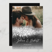 Invitation Parties scintillant argenté chic Abstraite superpo (Devant / Derrière)