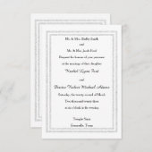 Invitation Parties scintillant argentée blanche chic Trim-3x5 (Devant / Derrière)