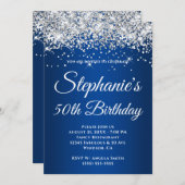 Invitation Parties scintillant argentée brillante Dégradé ble (Devant / Derrière)