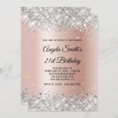 Invitation Parties scintillant argentée brillante Rose or Shi (Devant / Derrière)