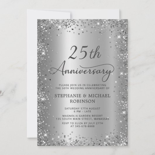 Invitation Parties scintillant argentée Chic Metal 25e annive (Devant)
