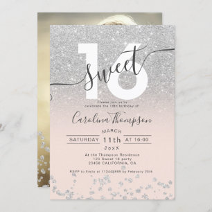 Invitation parties scintillant argentée chic sombre blush Swe