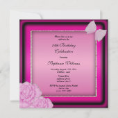 Invitation Parties scintillant argentée classique, florale ro (Devant)