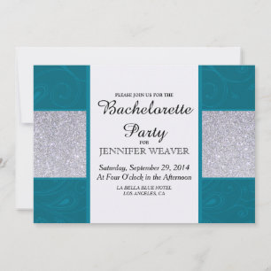 Invitation Parties scintillant argentée et Aqua Turquoise au 