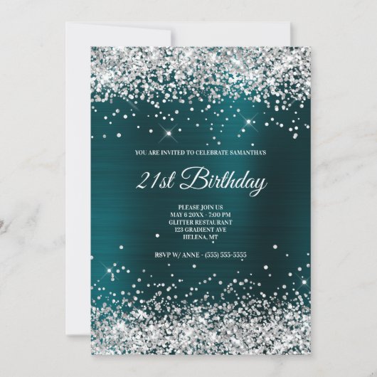 Invitation Parties scintillant argentée Faux Sparkly Foil Tur (Devant)